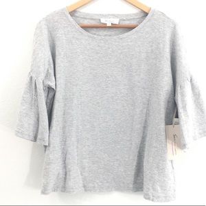 Two by Vince Camuto Bell Sleeve Gray Top Sz Small